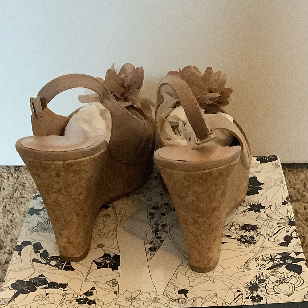 CL BY LAUNDAY ORGANZA SILK CORK WEDGES